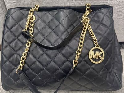 Michael Kors Quilted Medium Black Leather Handbag