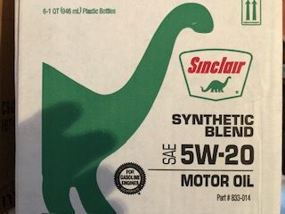 Motor oil  5W-20 synthetic blend new case of 6-1Qt bottles.