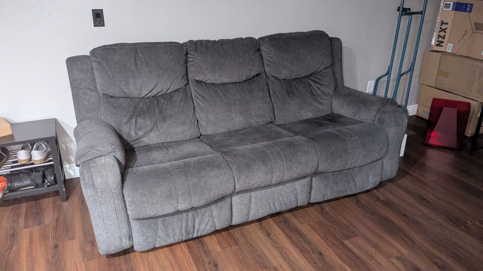 Gray dual recliner sofa from Ashley Furniture