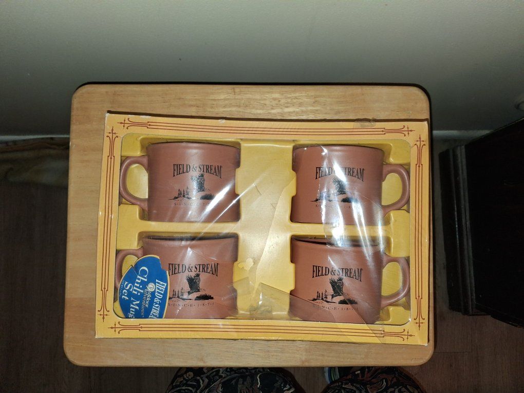 Field & Stream Stoneware Chili Mugs Set of 4 Outdoor Adventures Eagle Design New
