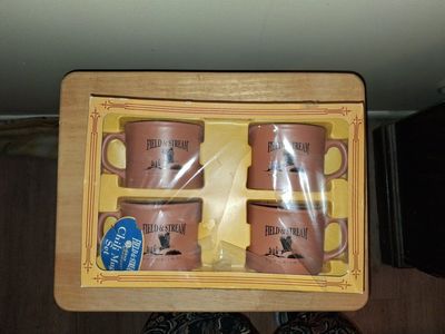Field & Stream Stoneware Chili Mugs Set of 4 Outdoor Adventures Eagle Design New
