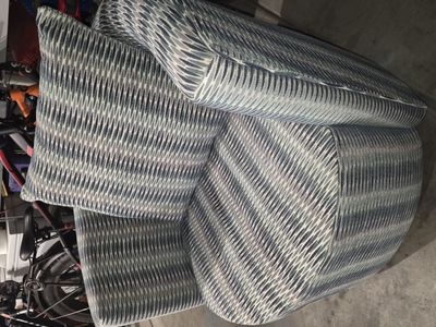 Turquoise, white and blue swivel chair 75 bucks