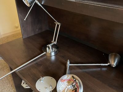Adjustable Swing Arm Wall Sconce / Wall Lamp - Silver Finish