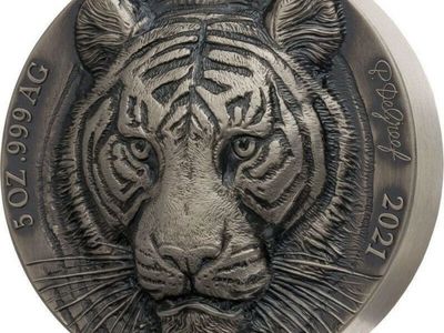 2021 5 oz .999 Silver Big Five Tiger- Rare