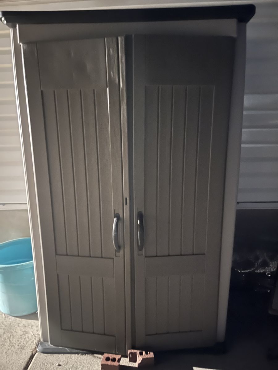 Plastic Storage Cabinet Tall Two Door Utility Shed 28x58x81