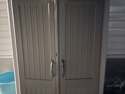 Plastic Storage Cabinet Tall Two Door Utility Shed 28x58x81