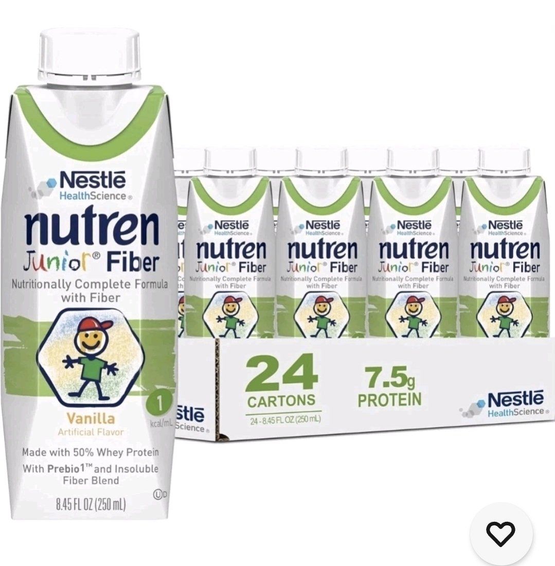 New 2027 Case Nutren Junior Fiber Nutritionally Complete Vanilla 24 Count 8.45oz