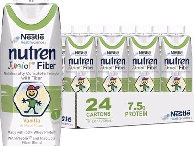 New 2027 Case Nutren Junior Fiber Nutritionally Complete Vanilla 24 Count 8.45oz