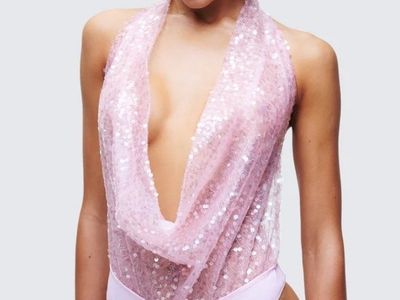 Pink Sequin Halter Bodysuit