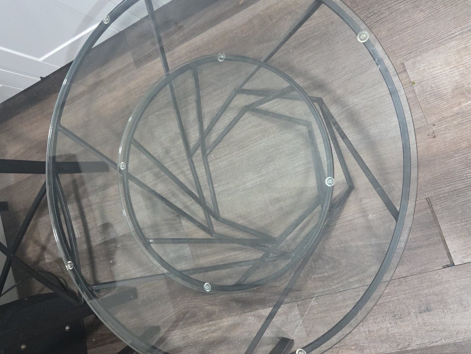 2 glass top end tables.