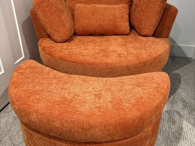 BRAND NEW Oversized Swivel Accent Chair with Half Moon Storage Ottoman