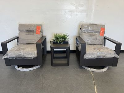 NEW COSTCO ROCKING SWIVEL OUTDOOR PATIO CHAIR SET