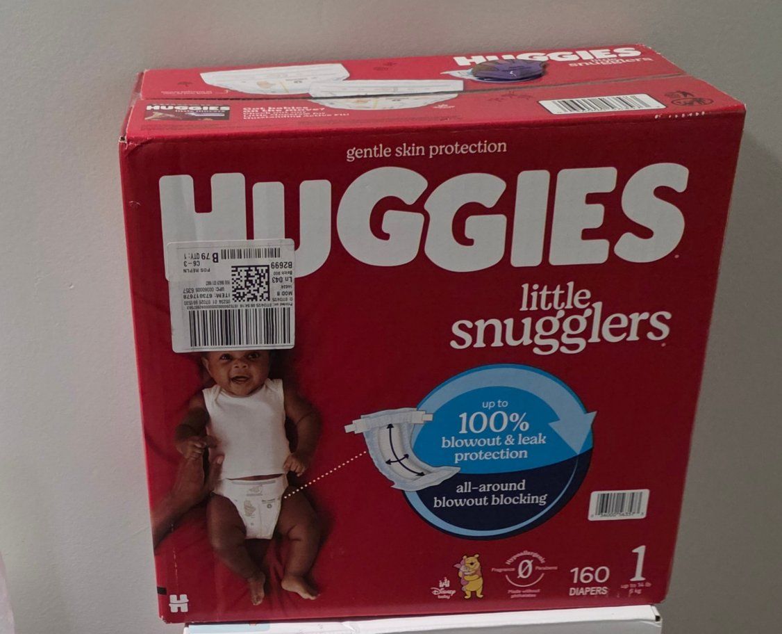 Huggies Little Snugglers Baby Diapers Size 1, 160 Count, Gentle Skin Protection