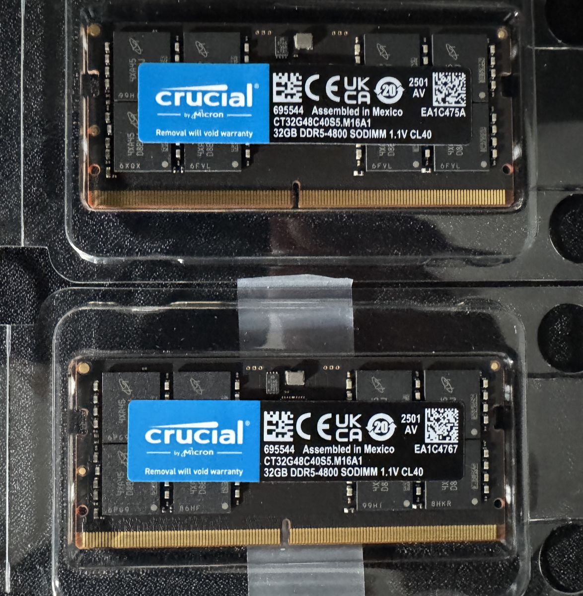 Crucial 64GB DDR5 4800MHz Laptop RAM Kit (2x32GB SODIMM)