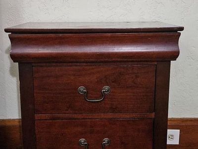 Classic Brown Wood 2-Drawer Nightstand End Table with Felt-Lined Top Drawer