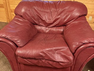 Red Leather Chair and Ottoman -lowered price