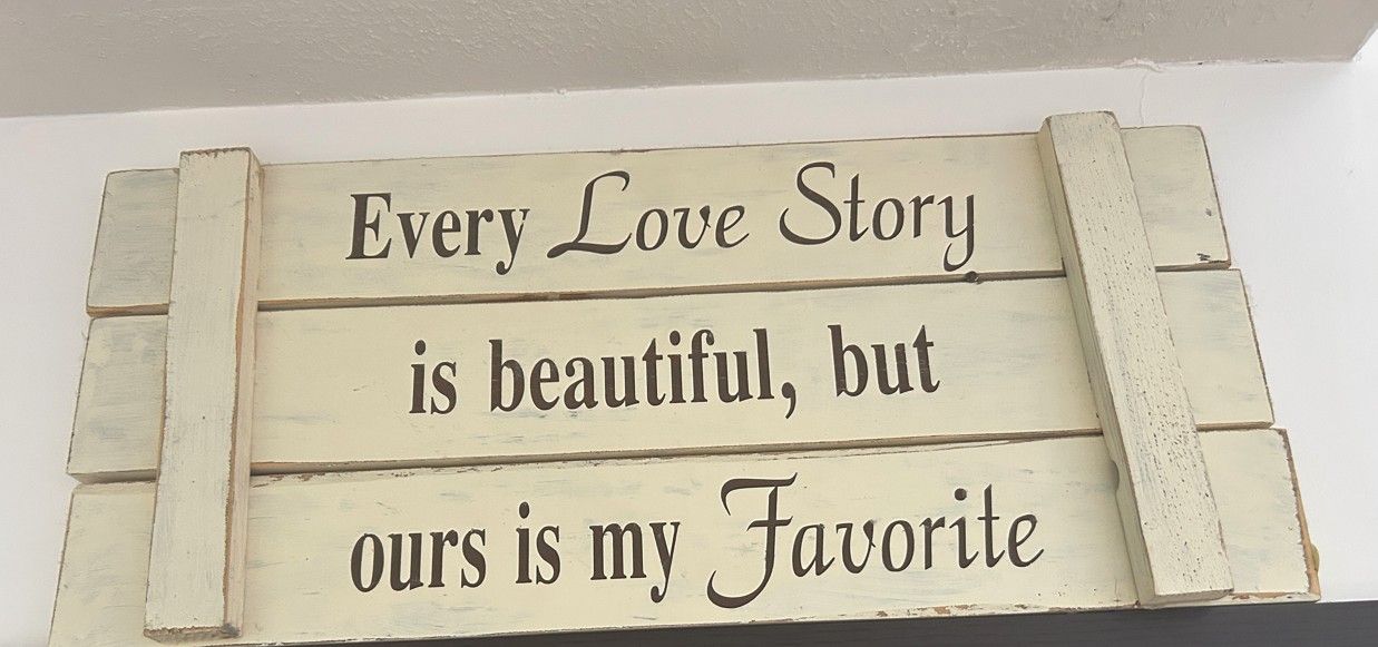 Farmhouse Rustic Wooden Love Story Wall Sign