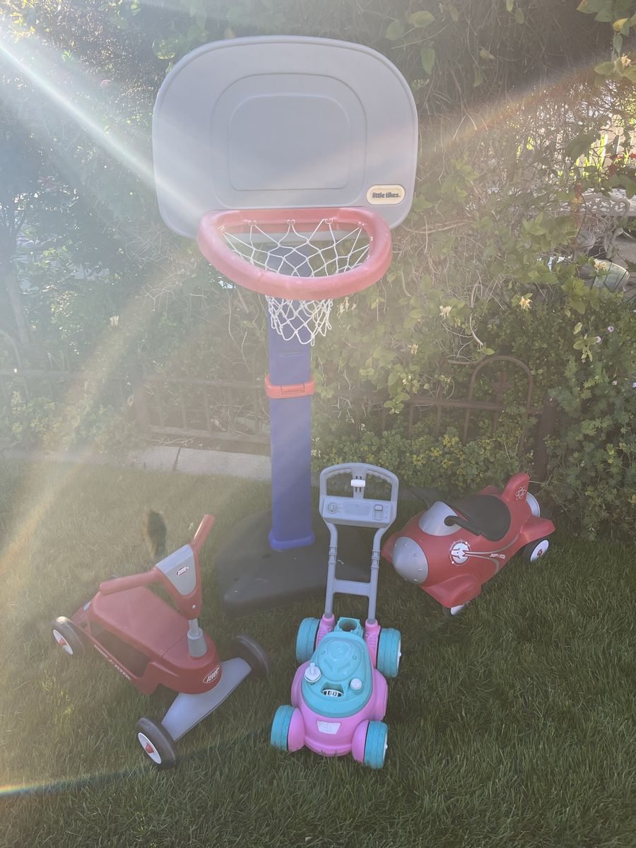Toddler kids outdoor toys $20.00 each basketball hoop, riding scooter etc.