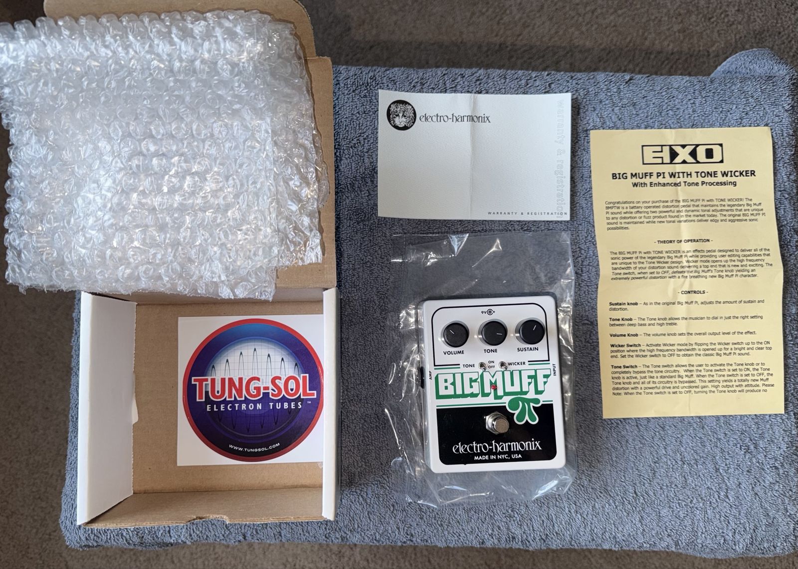 Electro-Harmonix Big Muff Pi with Tone Wicker Fuzz Pedal - New w/ Box & Papers