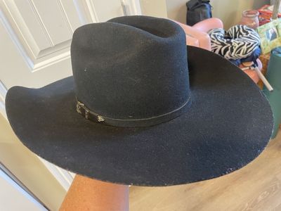 Ariat Black Felt Western Cowboy Hat with Silver Buckle Detail - Size 7.25 - Excellent Condition