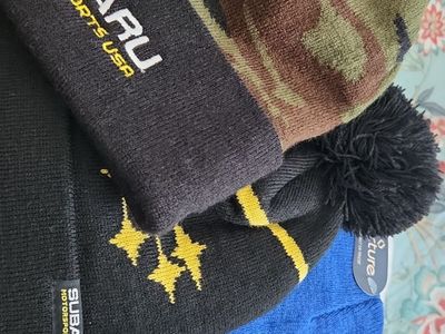 Subaru Motorsports USA Beanie Hat Lot - Camo, Black Pom, Blue - New with Tags