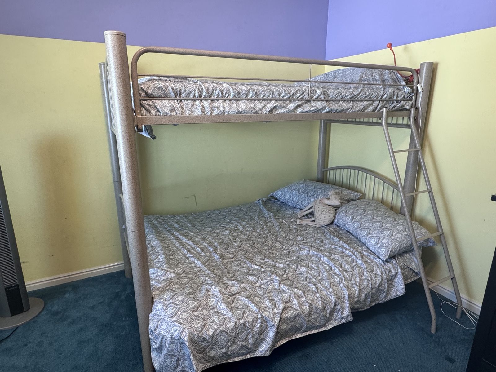 Sturdy Metal Twin Over Full Bunk Bed with Ladder - Space-Saving Design
