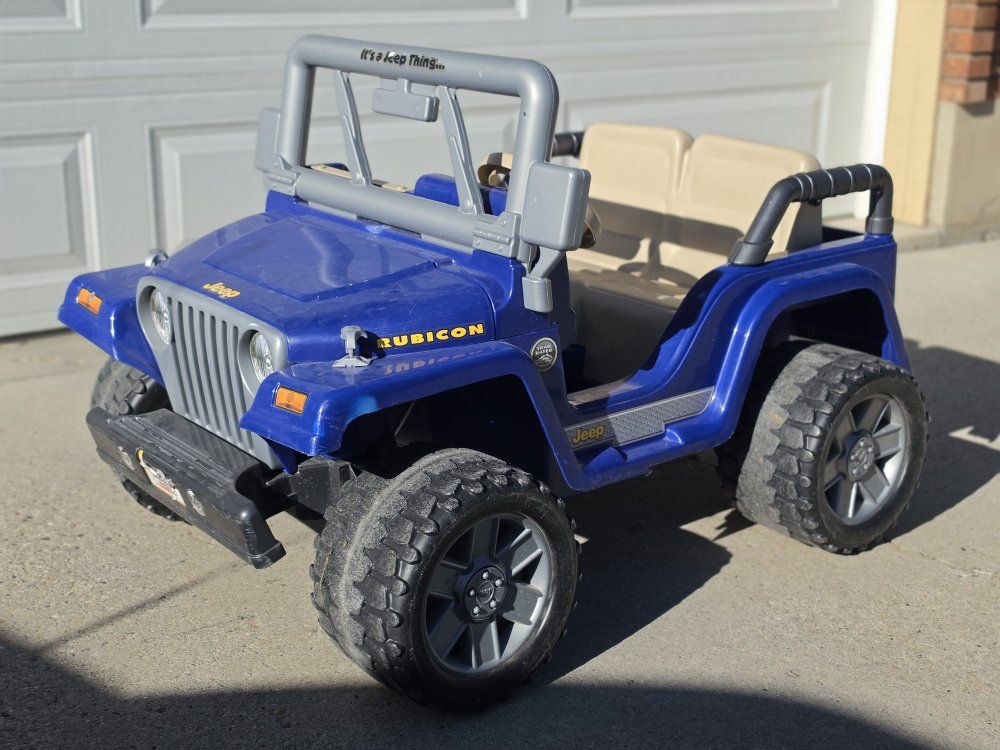 Power Wheels Jeep Rubicon 12V Ride-On Toy Car Blue - "It's a Jeep Thing"