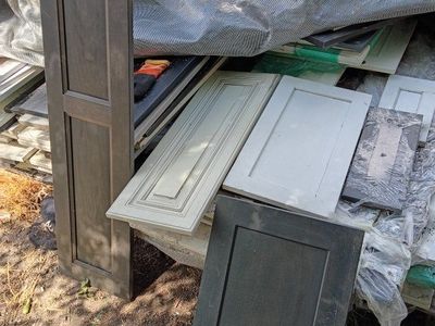 Assorted Used Kitchen Cabinets and Doors Lot