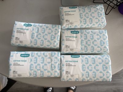 Winner 100% Cotton Tissue Pack of 5 (100 Count Each) Wet & Dry Dual Use