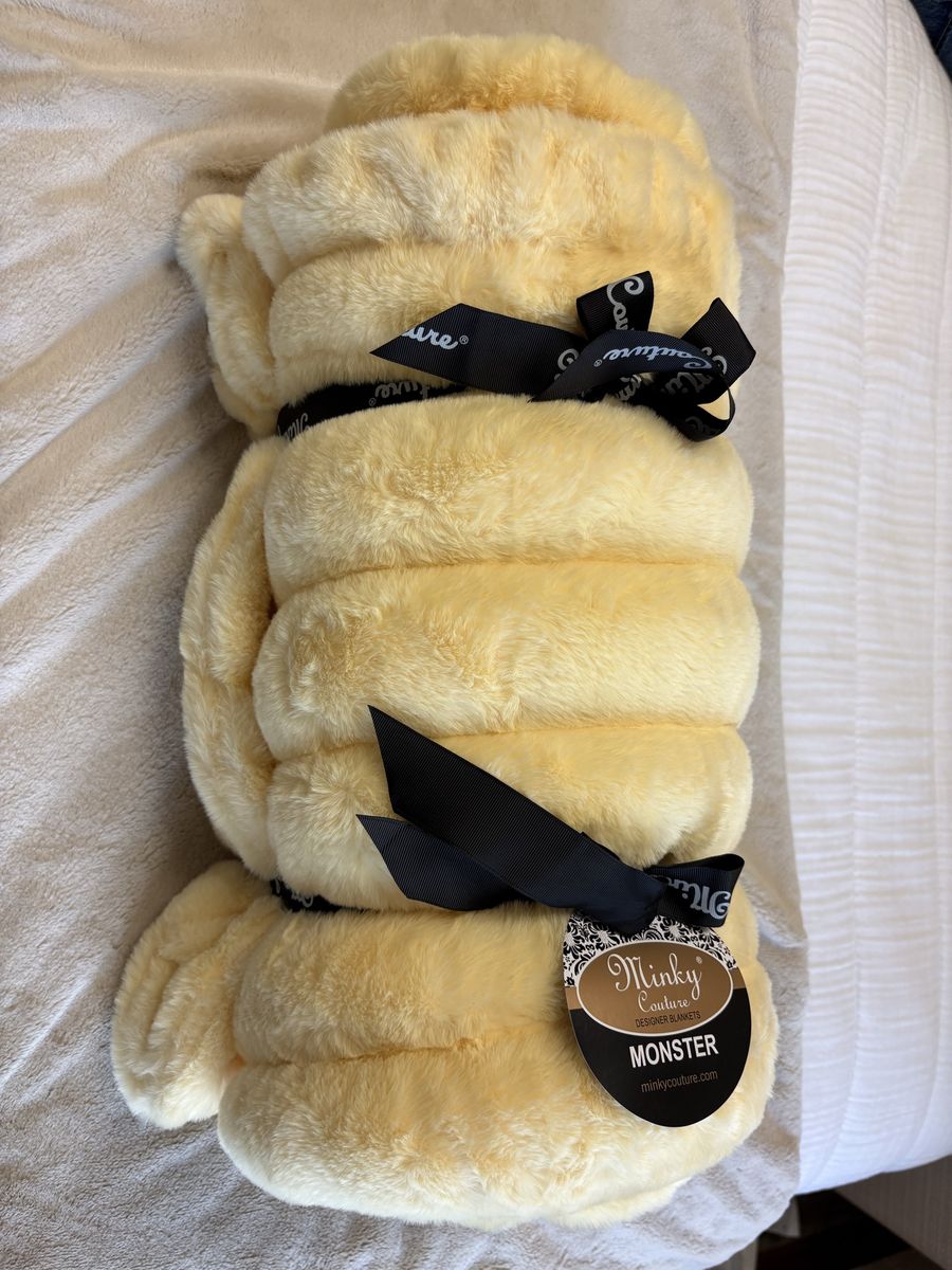 New Minky Couture butter yellow monster blanket