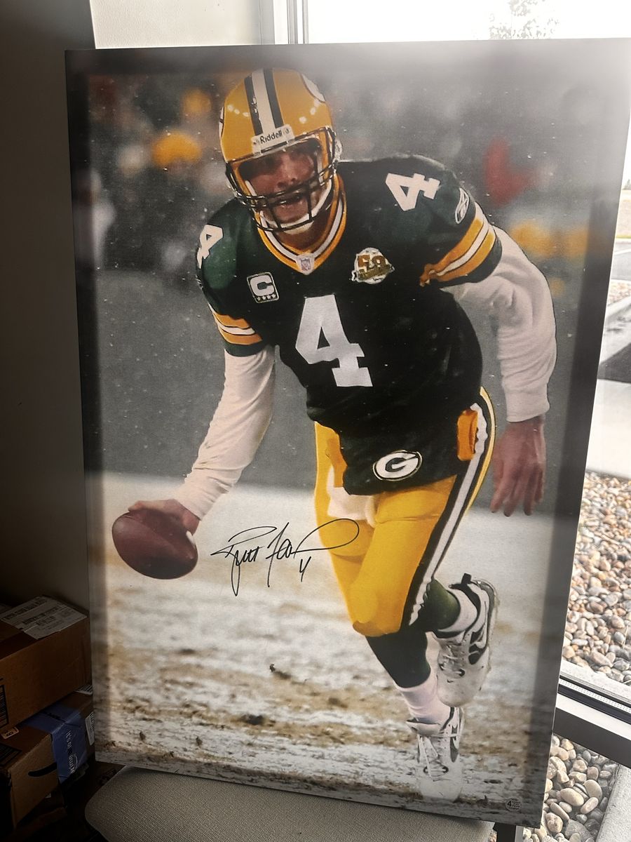 Brett Favre Green Bay Packers Autographed NFL Canvas Print Memorabilia 3ft Wide x 4ft