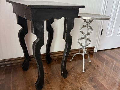 End tables for sale: Silver is all metal 25.5 T 17