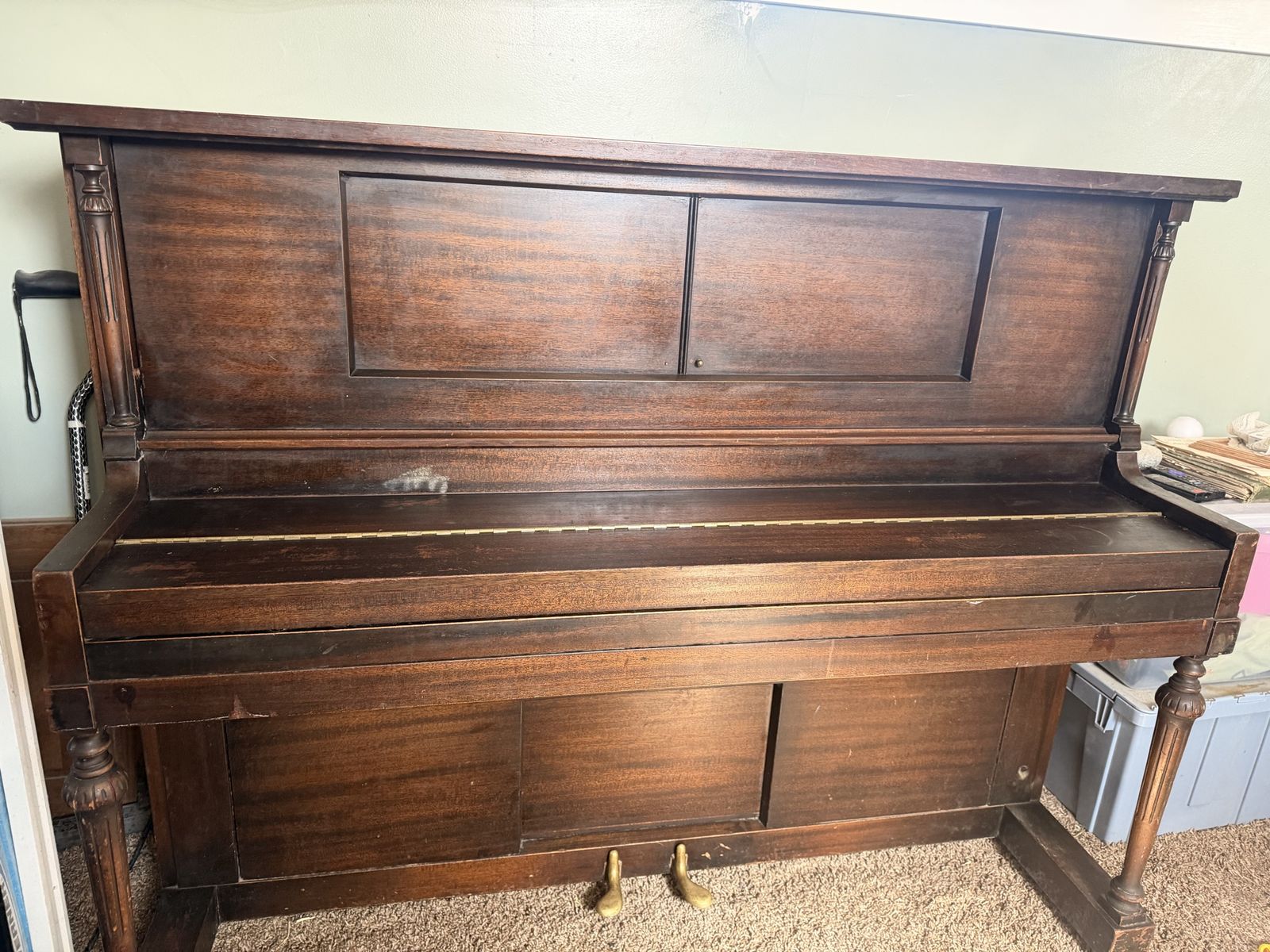 Antique Autopiano Player Piano - Needs Roller Adjustment & Tuning - Includes Music Rolls