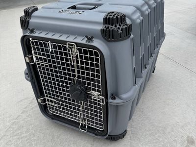 Grey Dog Crate with New Pad - Built Tough, Travel-Ready - Like New