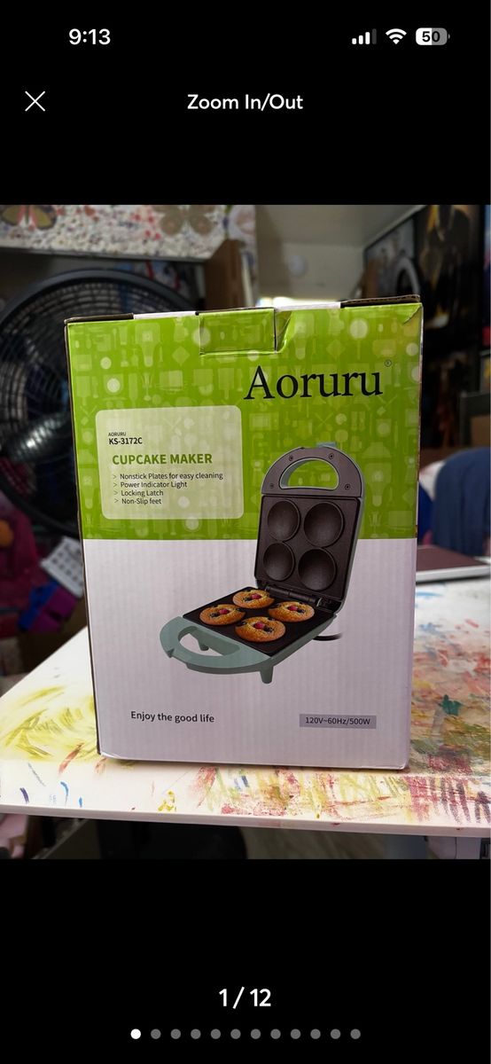 Aoruru KS-3172C Cupcake Maker - Nonstick, Compact, Easy Clean, Locking Latch