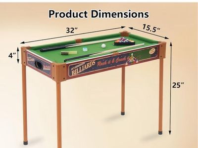 RAYKEEP 32" Mini Pool Table 2-in-1 Tabletop Billiard Game Set w/ Removable Legs for Kids & Adults