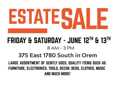 Estate Sale **This Weekend**- gently used – Furniture, Tools, TVs, Decor & More! Photos are just a few examples.