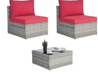2 Seater Wicker Whith Coffe Table Glass Top Chairs