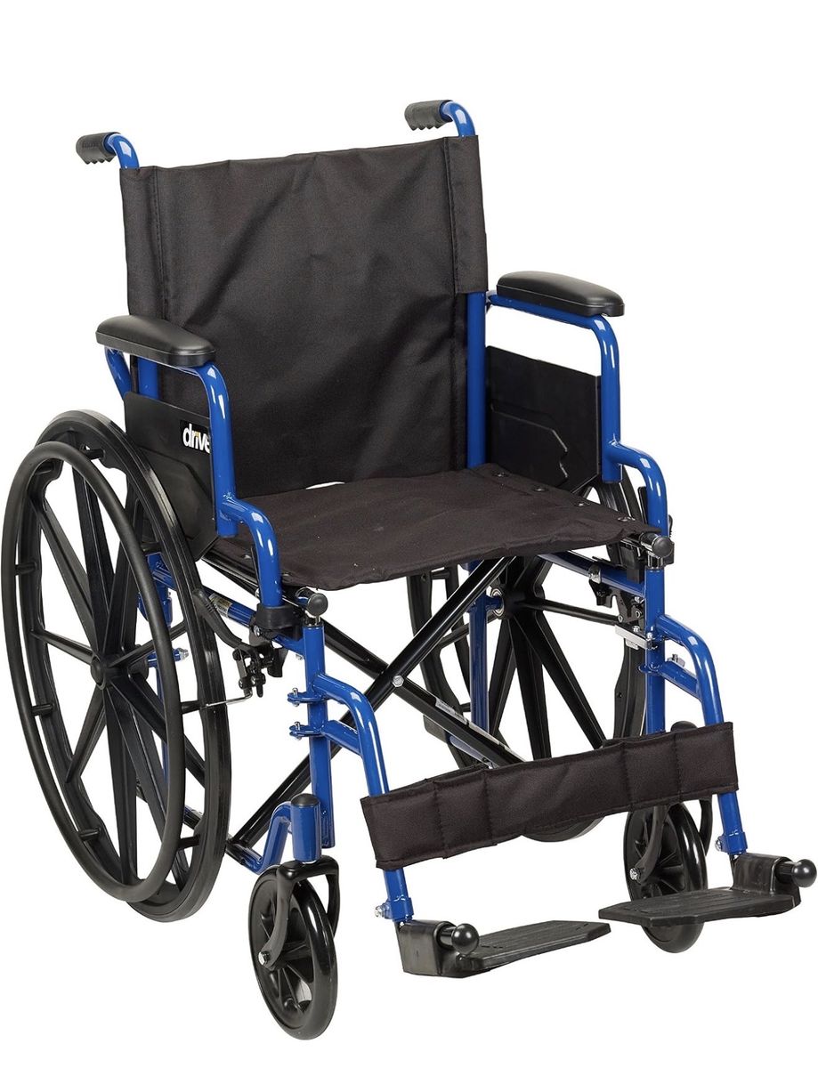 Drive Medical Blue Streak Lightweight Wheelchair, Footrests, 16" Seat