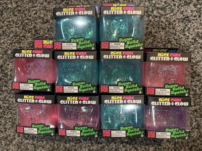 NEE DOH Nice Cube Glitter & Glow Super Solid Squish! Fidget Toy (Set of 10)