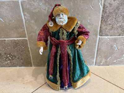 Vintage Porcelain Santa Claus Tabletop or Tree Topper