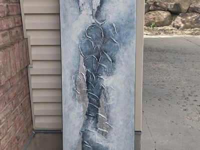 Large Abstract Textured Canvas Art - Blue/Gray Modern Statement Piece