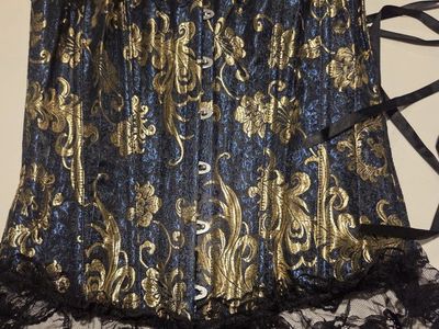 Gorgeous Deep Blue & Gold corset 2XL