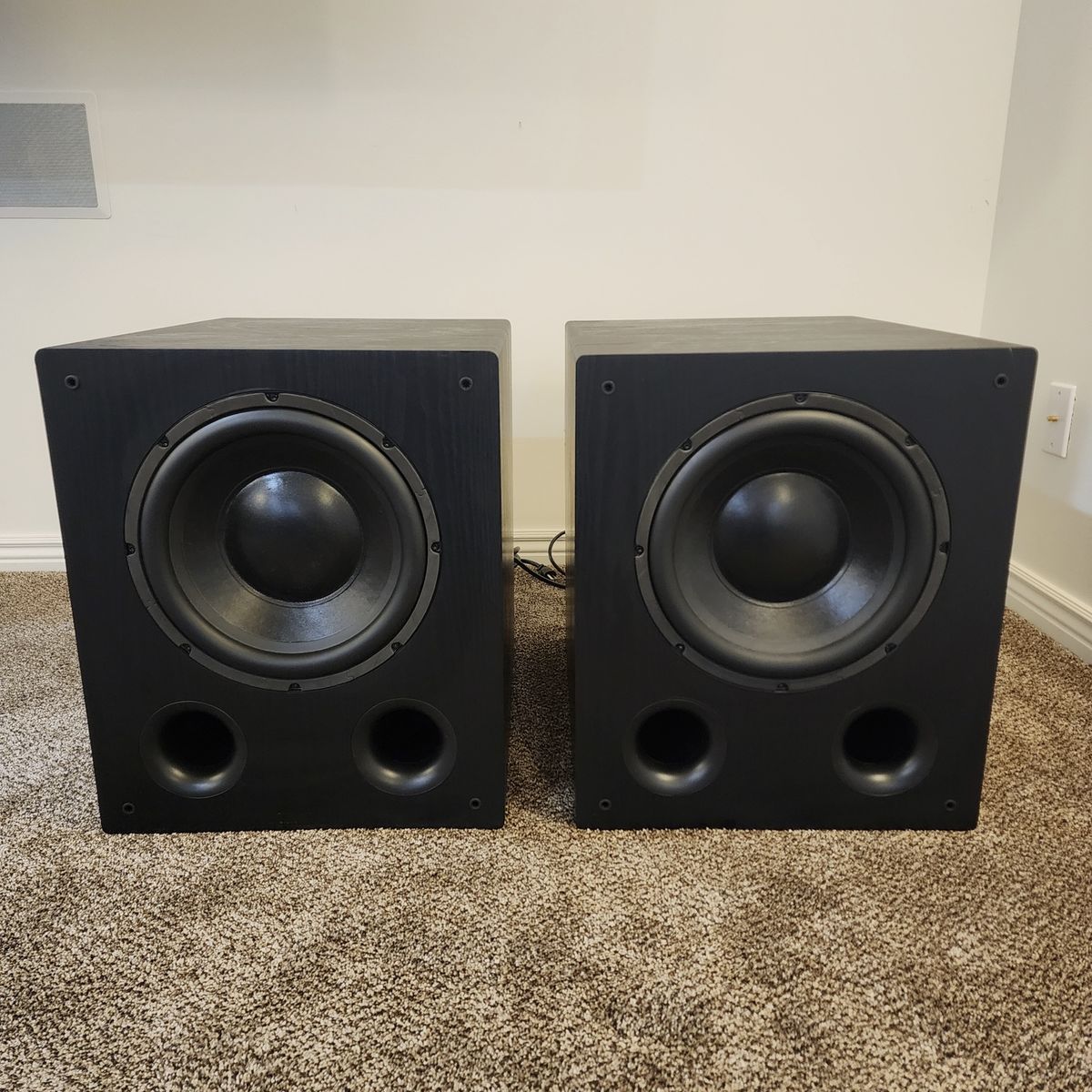 RYTHMIK LVX12 12" PORTED SERVO PAIR OF SUBWOOFERS WORKS GREAT NICE QUALITY HOME AUDIO 