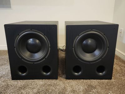 RYTHMIK LVX12 12" PORTED SERVO PAIR OF SUBWOOFERS WORKS GREAT NICE QUALITY HOME AUDIO
