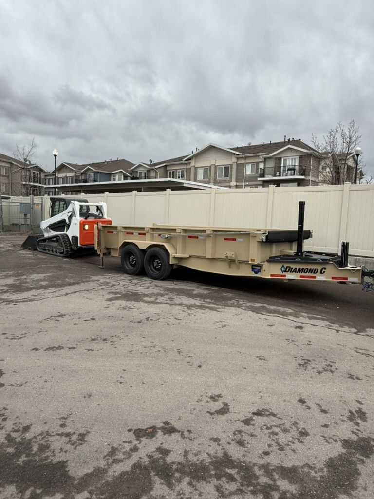Track Skid Dump Trailer Combo - Bobcat CTL Skid Steer for Rent - 7x14 Dump Trailer