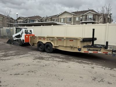Track Skid Dump Trailer Combo - Bobcat CTL Skid Steer for Rent - 7x14 Dump Trailer
