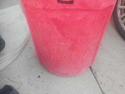 Brute Rubber made red garbage can