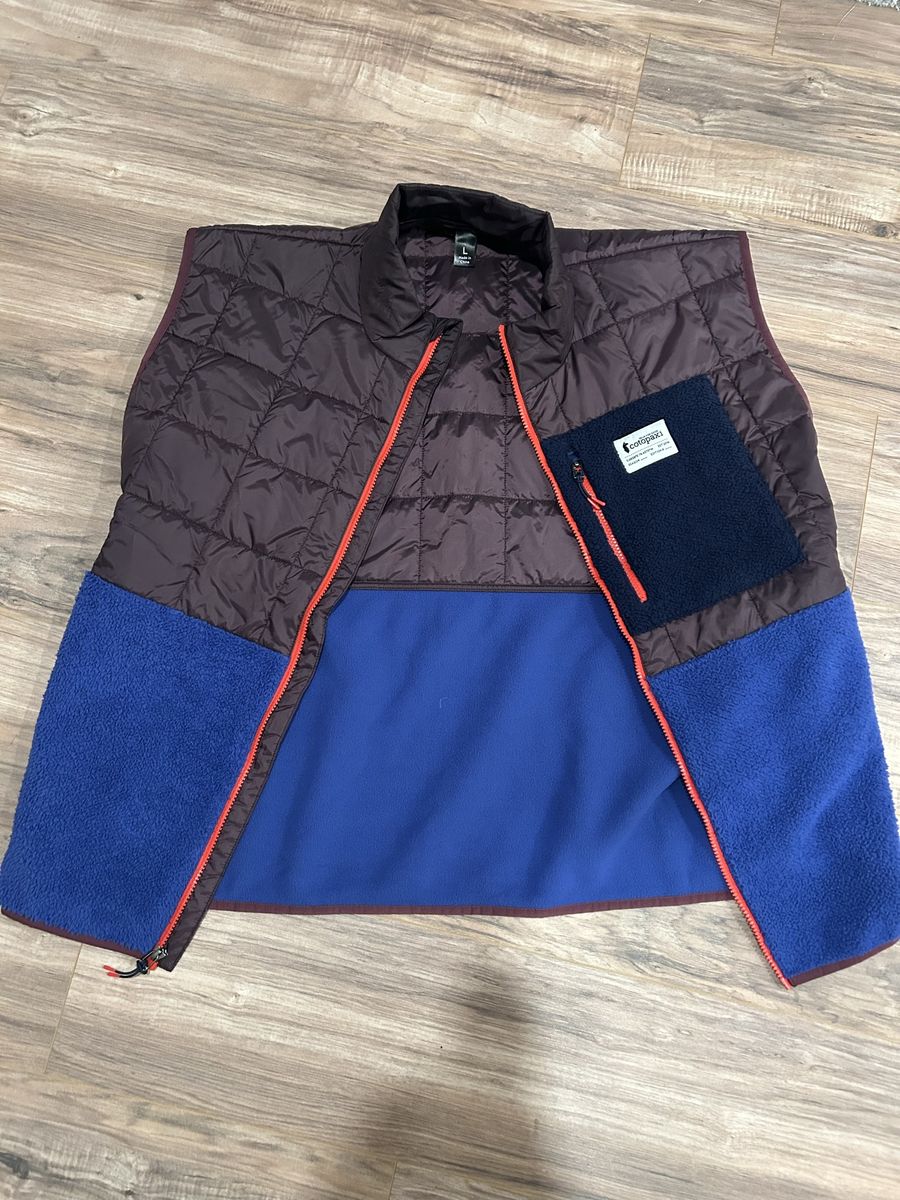 Cotopaxi Reversible Quilted & Fleece Vest Brown Blue Size Large