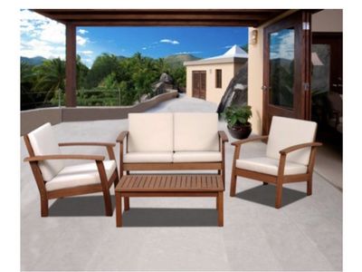 Kingsbury Wood Frame Patio Conversation Set w